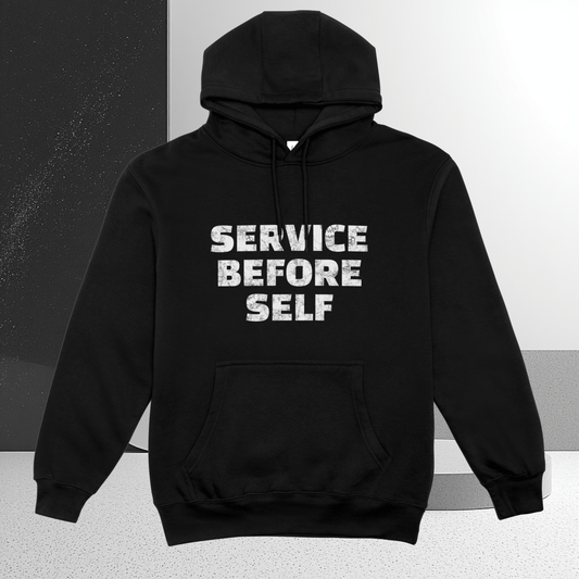 Service Before Self Motto Hoodie - 400 GSM - 100% cotton - Brushed Fleece inside - Unisex Hoodie for all weathers