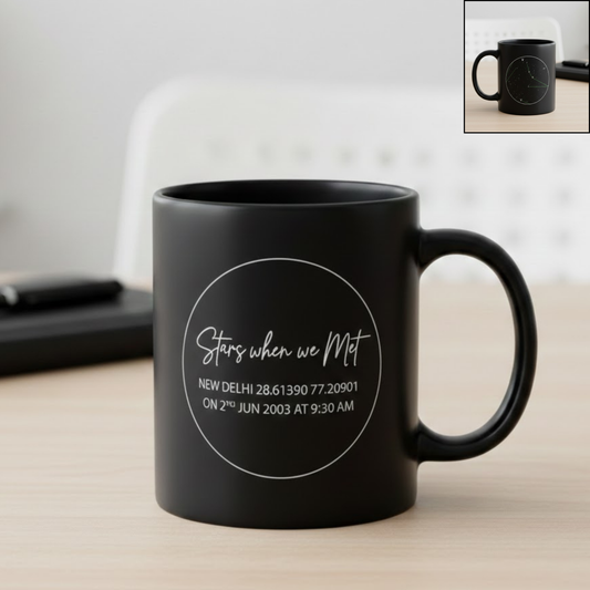 Custom Star Map – Your Moment in the Stars - 350 ML Midnight Black Coffee Tea Mug